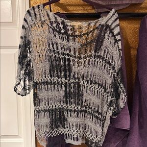Democracy Black and Gray Open-Knit Sweater